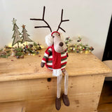 Sitting Reindeer In Stripy Jumper