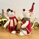 Pair of Giant Felt Skiing Mice