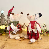 Pair of Giant Felt Skiing Mice