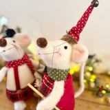 Pair of Giant Felt Skiing Mice