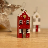 Mini Red Wooden House Decoration