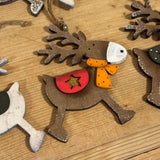 2 Wooden Rustic Reindeer