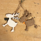 2 Wooden Rustic Reindeer