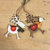 2 Wooden Rustic Reindeer