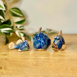 Set of 3 Ceramic Speckled Blue Fish