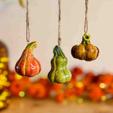 3 Hanging Ceramic Gourds