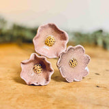 Trio of Pink Ceramic Poppies