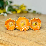 Trio of Orange Ceramic Poppy Stakes