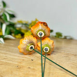 Trio of Orange Ceramic Poppy Stakes