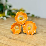 Trio of Orange Ceramic Poppy Stakes