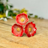 Trio Red Ceramic Poppy Stakes