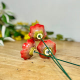 Trio Red Ceramic Poppy Stakes