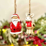 Hanging Ceramic Santa & Donkey