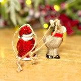 Hanging Ceramic Santa & Donkey