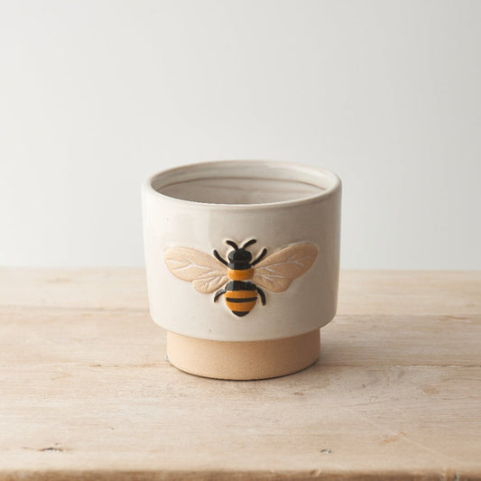 Large Bee Stoneware Pot