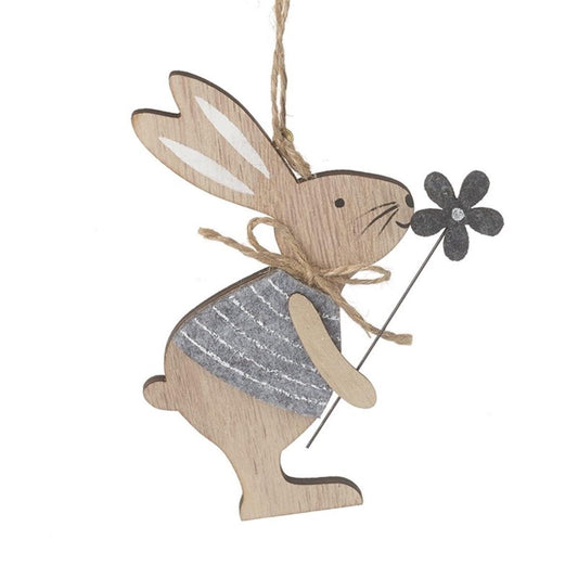 Wooden Rabbit with Flower